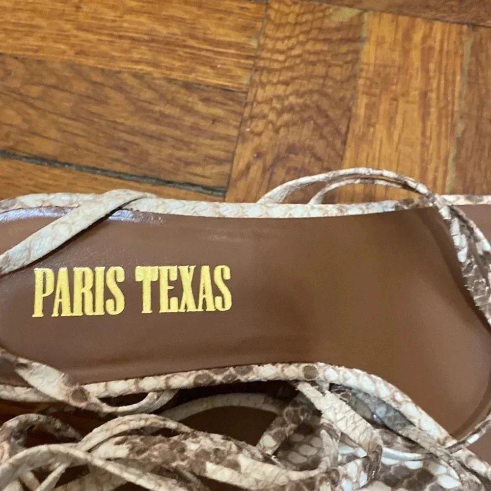 Paris Texas Faded Python Print Wrap Sandals Faded Natural Beige Size 37.5